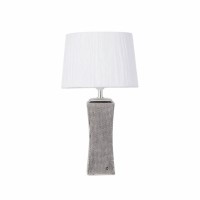 Distribuidor - Lâmpadas Diversas | Sobre Mesas Decoração | SOBREMESA CERAMICA PALO SANTO 1XE27 PLATA BRILLO C/PANT BLANCA 50.5X28X28 CM Ref: 138771010